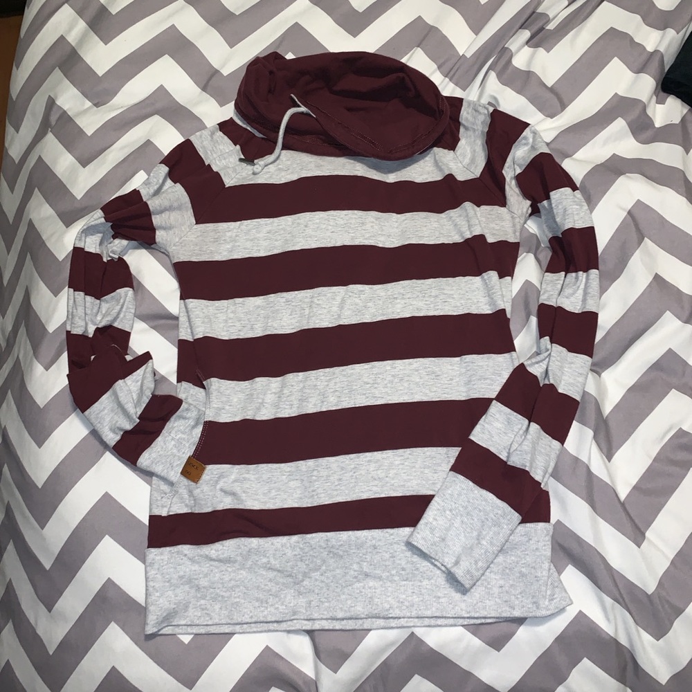 Burgundy and white stripe shirt